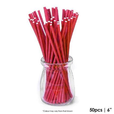 6inch Lollipop Sticks 50pk - Red