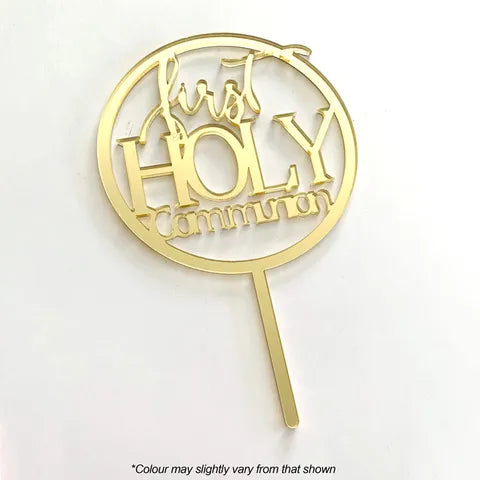 First Holy Communion Gold Mirror Acrylic Cake Topper | Cake Craft