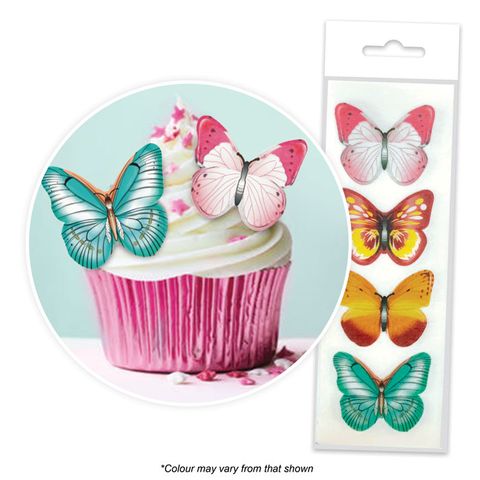Mixed Butterfly Cupcake Wafer Toppers 16pcs