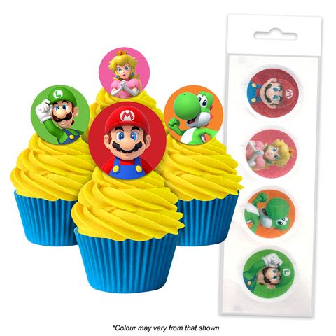 Super Mario Cupcake Wafer Toppers 16pcs