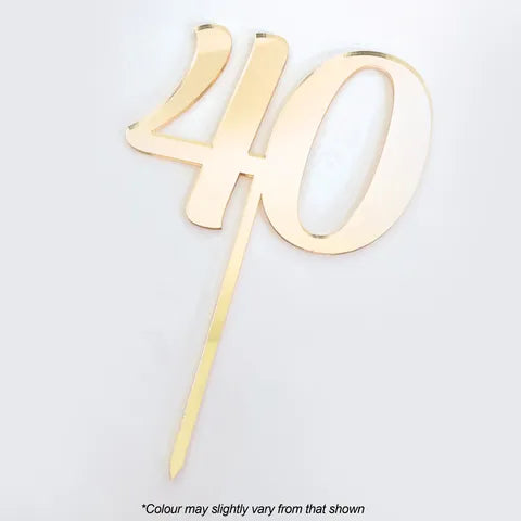 #40 Gold Mirror Acrylic Cake Topper | Cake Craft
