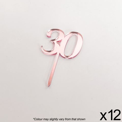 Acrylic Cupcake Topper #30 Rose Gold 12pk