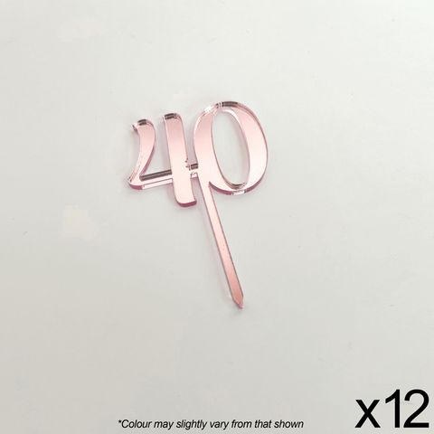 Acrylic Cupcake Topper #40 Rose Gold 12pk