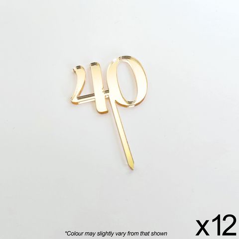 Acrylic Cupcake Topper #40 Gold 12pk