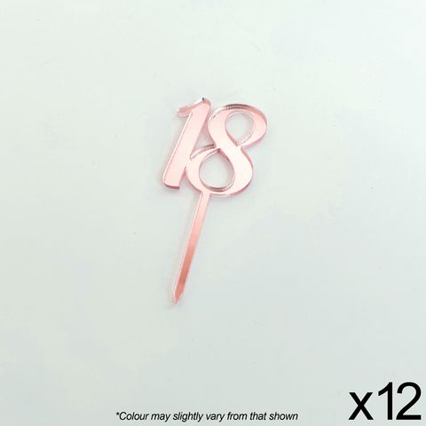 Acrylic Cupcake Topper #18 Rose Gold 12pk