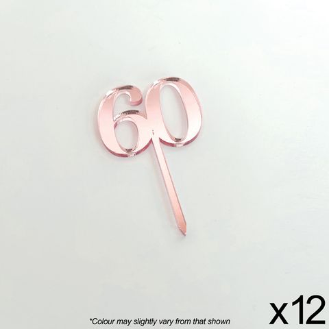 Acrylic Cupcake Topper #60 Rose Gold 12pk