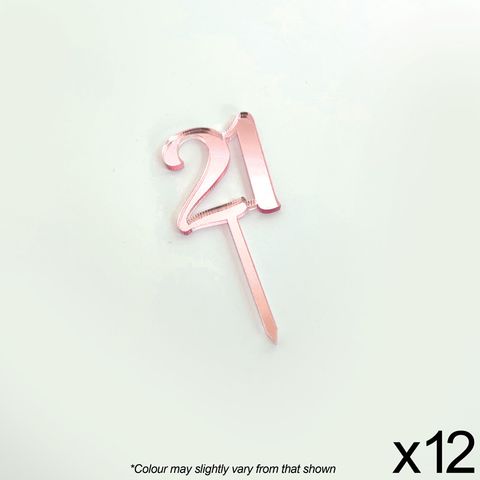 Acrylic Cupcake Topper #21 Rose Gold 12pk