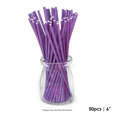 6inch Lollipop Sticks 50pk - Purple