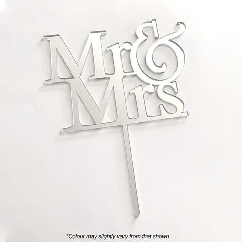 Mr & Mrs Silver Mirror Acrylic Cake Topper | Cake Craft