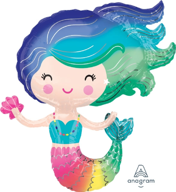 Colourful Mermaid Supershape Foil Balloon