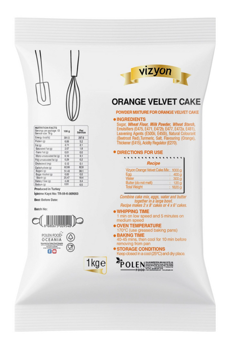 Vizyon Orange Velvet Cake Mix 1kg