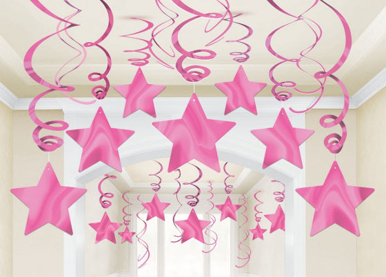 Pink Star Swirl Decoration 30pk