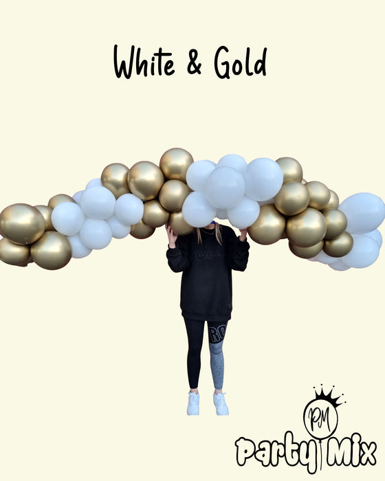 White & Gold Balloon Garland