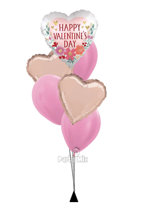 Happy Valentines Rose Gold & Pink Bouquet