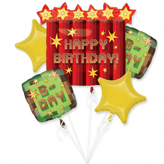 TNT/Minecraft Happy Birthday Foil Balloon Bouquet