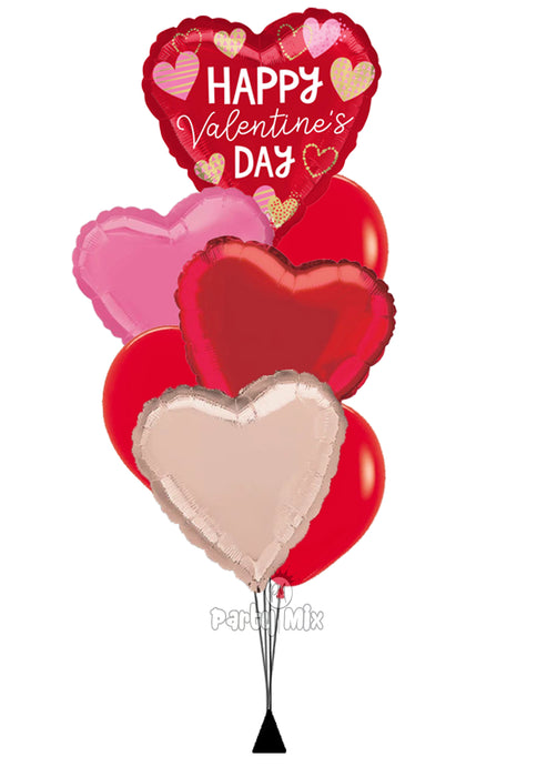 Happy Valentines Luxe Rose Gold & Pink Hearts Bouquet