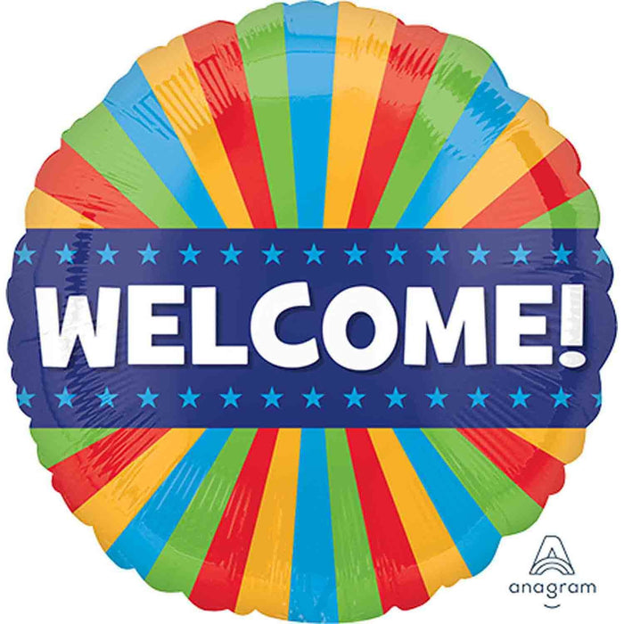 Welcome Colourful Stripes 18inch Foil Balloon